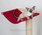 Каркас - цвет берёза; гамак флис - красный + кошка, v2 (кошка не продаётся)
